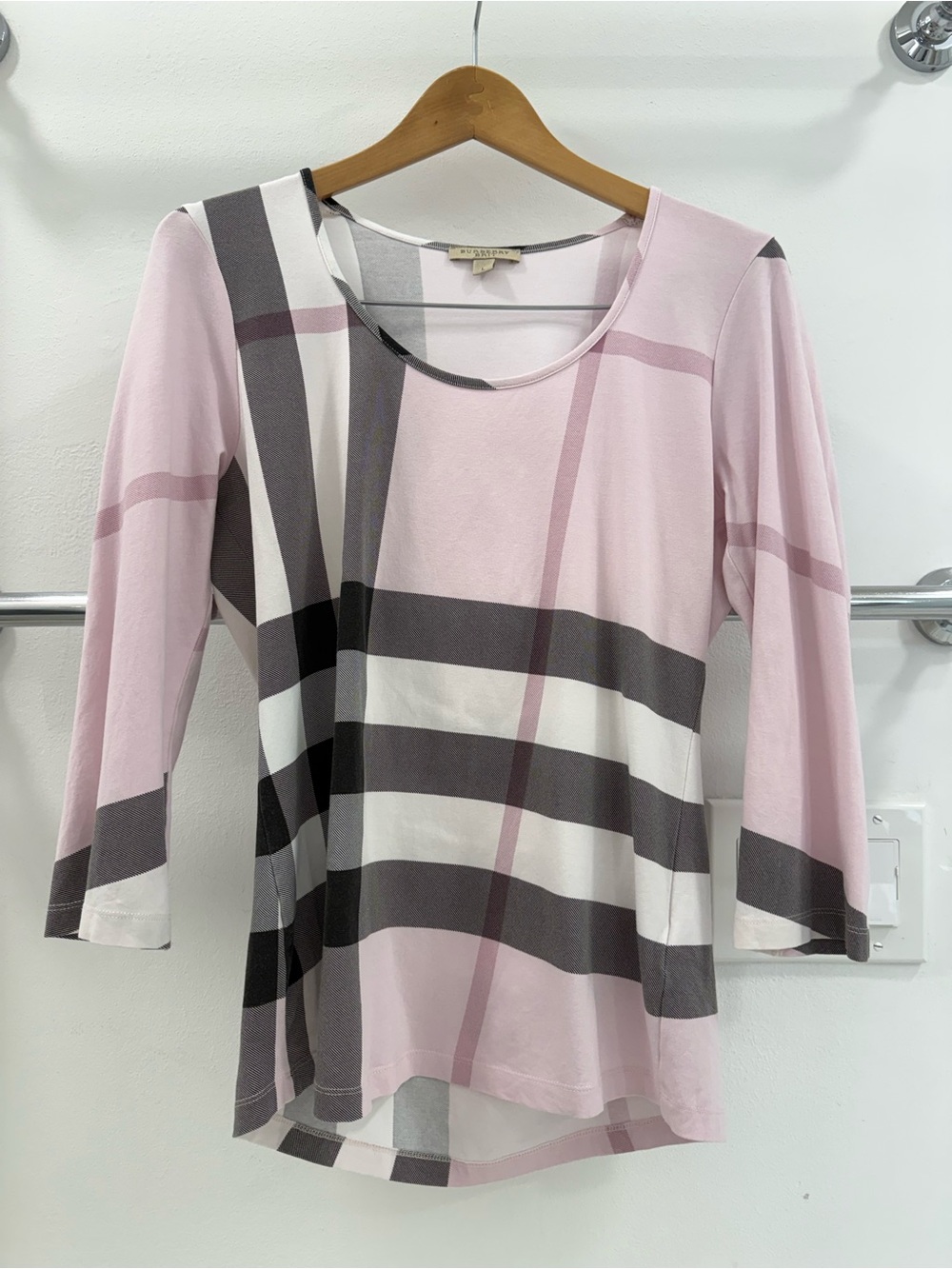 Burberry Brit Nova Check Women's Stretch Cotton Blouse Top Size L